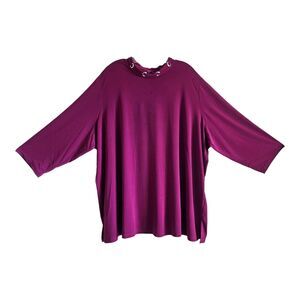 SUSAN GRAVER Plus 4X Top Grommets Back Keyhole & Tie 3/4 Sleeve Liquid Knit 58"
